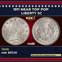 1911 Liberty Nickel Near Top Pop 5c ms66 SEGS