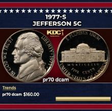1977-s Proof Jefferson Nickel 5c pr70 dcam SEGS