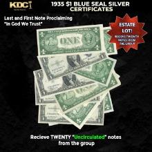 20x 1935 $1 Blue Seal Silver Certificates Grades CU