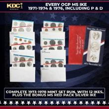 1973-1978 Mint Set Run Plus Bonus Silver Bicentennial "Red Pack" 77 Coins 7 Complete Sets Complete M