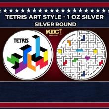 Tetris Art Style - 1 oz Silver Round Round