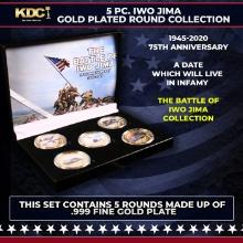 5 Coin Iwo Jima Gold Plated Round Collection