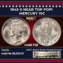 1945-s Mercury Dime Near Top Pop! 10c ms68 FSB SEGS
