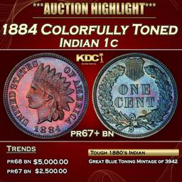 1884 Proof Indian Cent Colorfully Toned 1c pr67+ bn SEGS