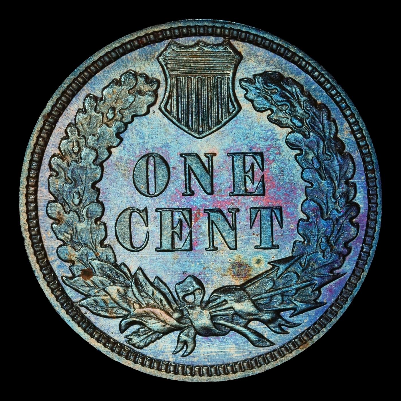 1884 Proof Indian Cent Colorfully Toned 1c pr67+ bn SEGS