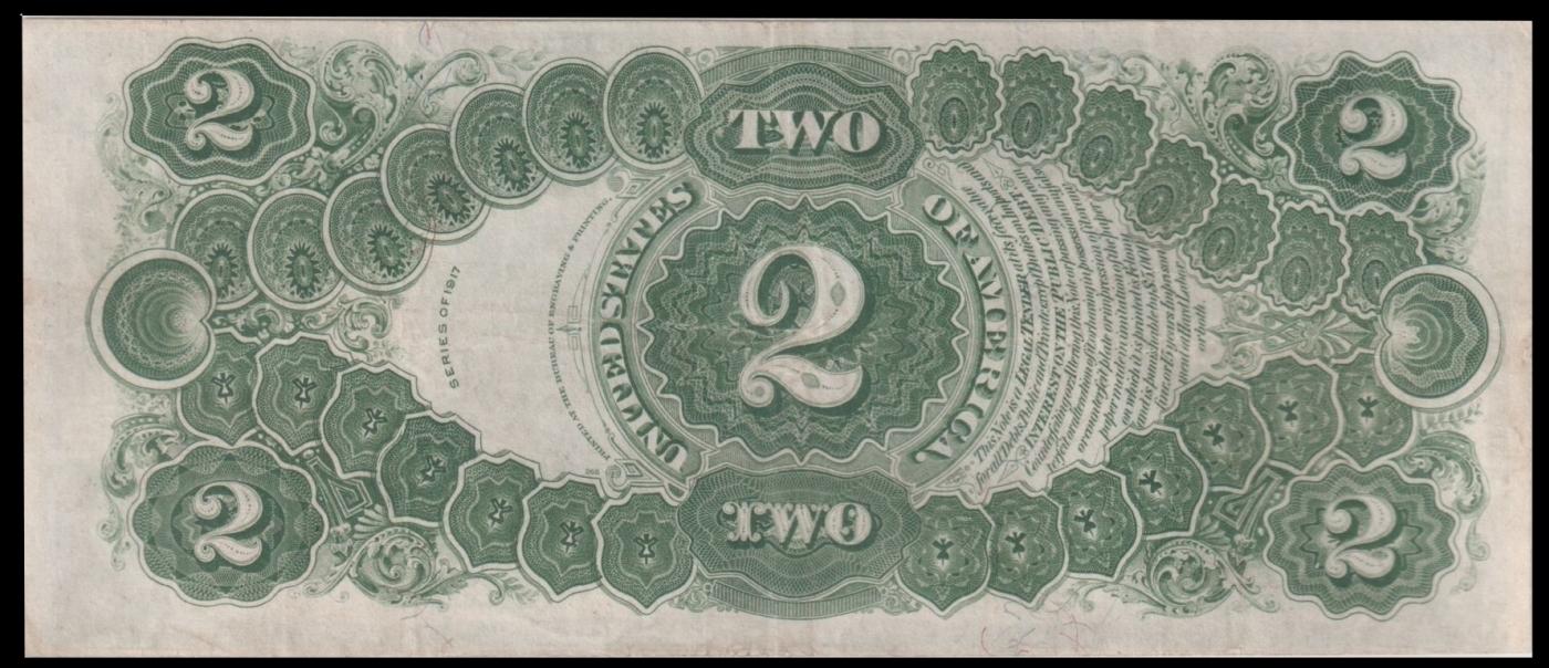 1917 $2 Large Size Legal Tender Note Thomas Jefferson Grades Select AU Signatures Speelman/White