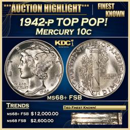 1942-p Mercury Dime TOP POP! 10c ms68+ FSB SEGS