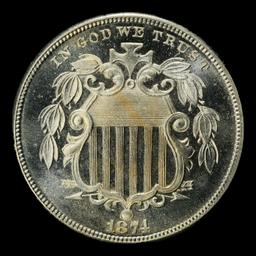 1874 Proof Shield Nickel TOP POP! 5c pr67+ cam SEGS