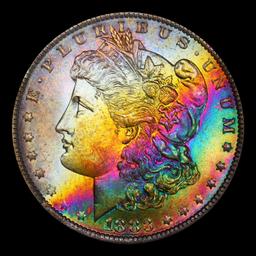 1883-o Morgan Dollar Rainbow Toned Near TOP POP! $1 ms67+ SEGS