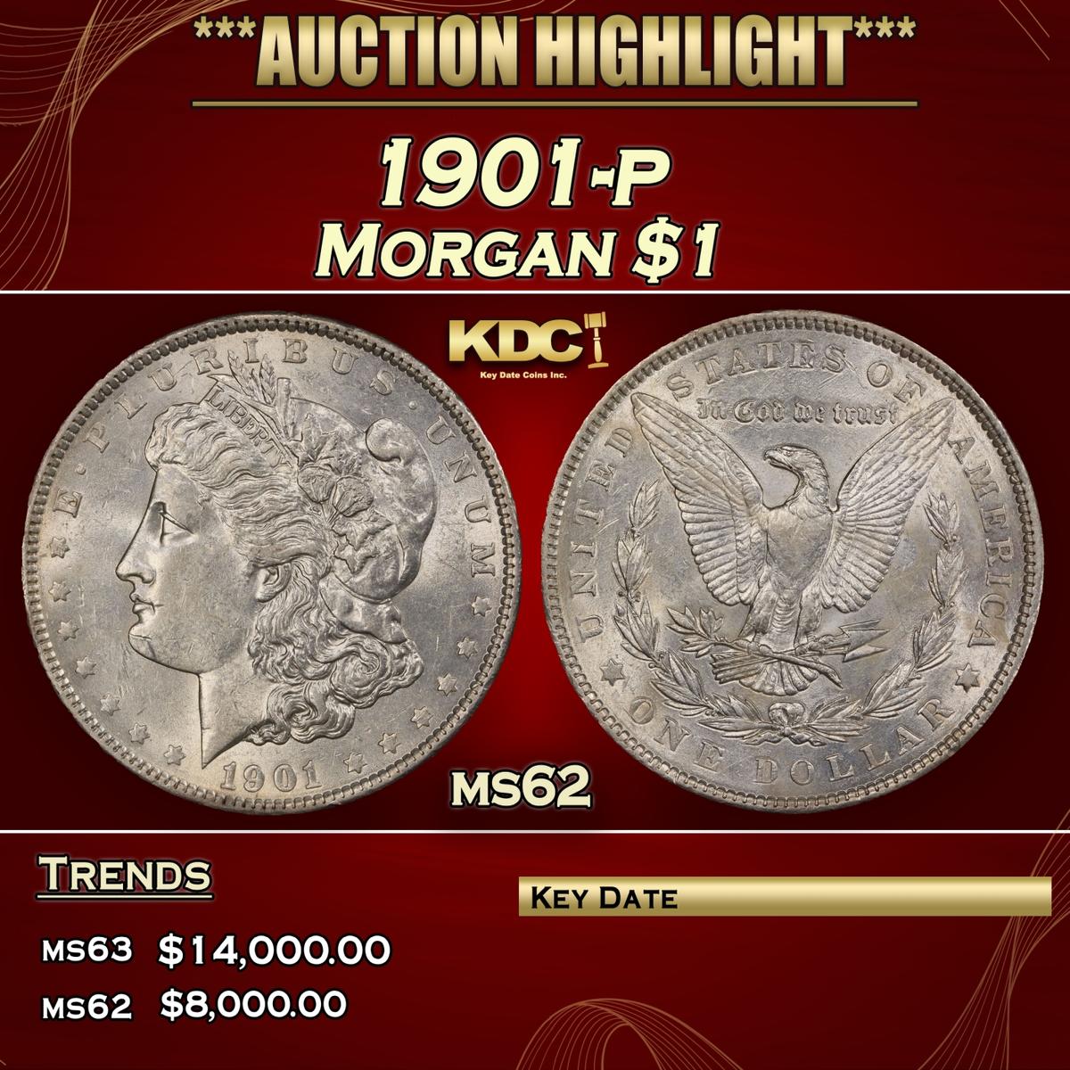 1901-p Morgan Dollar $1 ms62 USCG