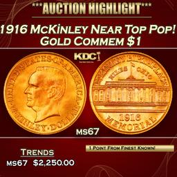 1916 McKinley Gold Commem Dollar Near Top Pop! 1 ms67 SEGS