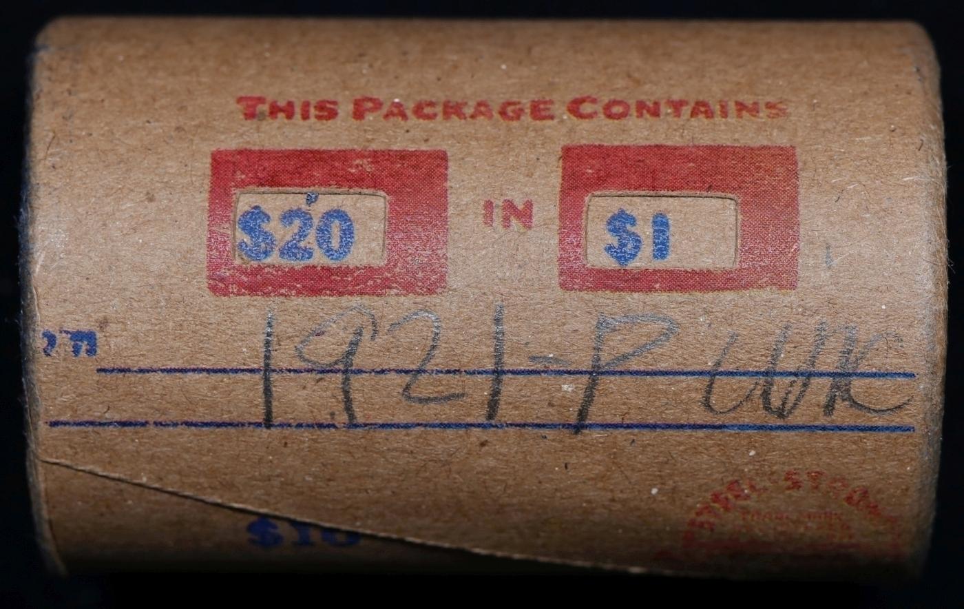 Full solid date 1921-p Uncirculated Morgan silver dollar roll, 20 coins