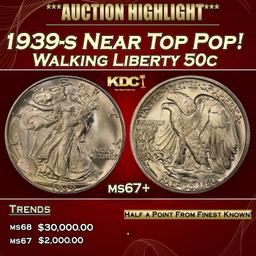 1939-s Walking Liberty Half Dollar Near Top Pop! 50c ms67+ SEGS