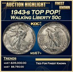 1943-s Walking Liberty Half Dollar TOP POP! 50c ms67+ SEGS