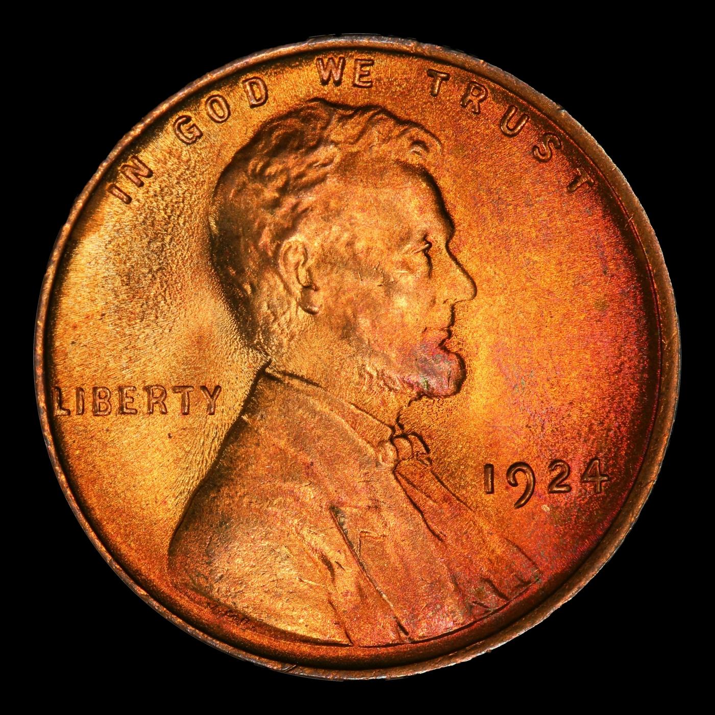 1924-p Lincoln Cent TOP POP! 1c ms67+ rd SEGS