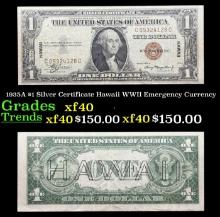 1935A $1 Silver Certificate Hawaii WWII Emergency Currency Grades xf