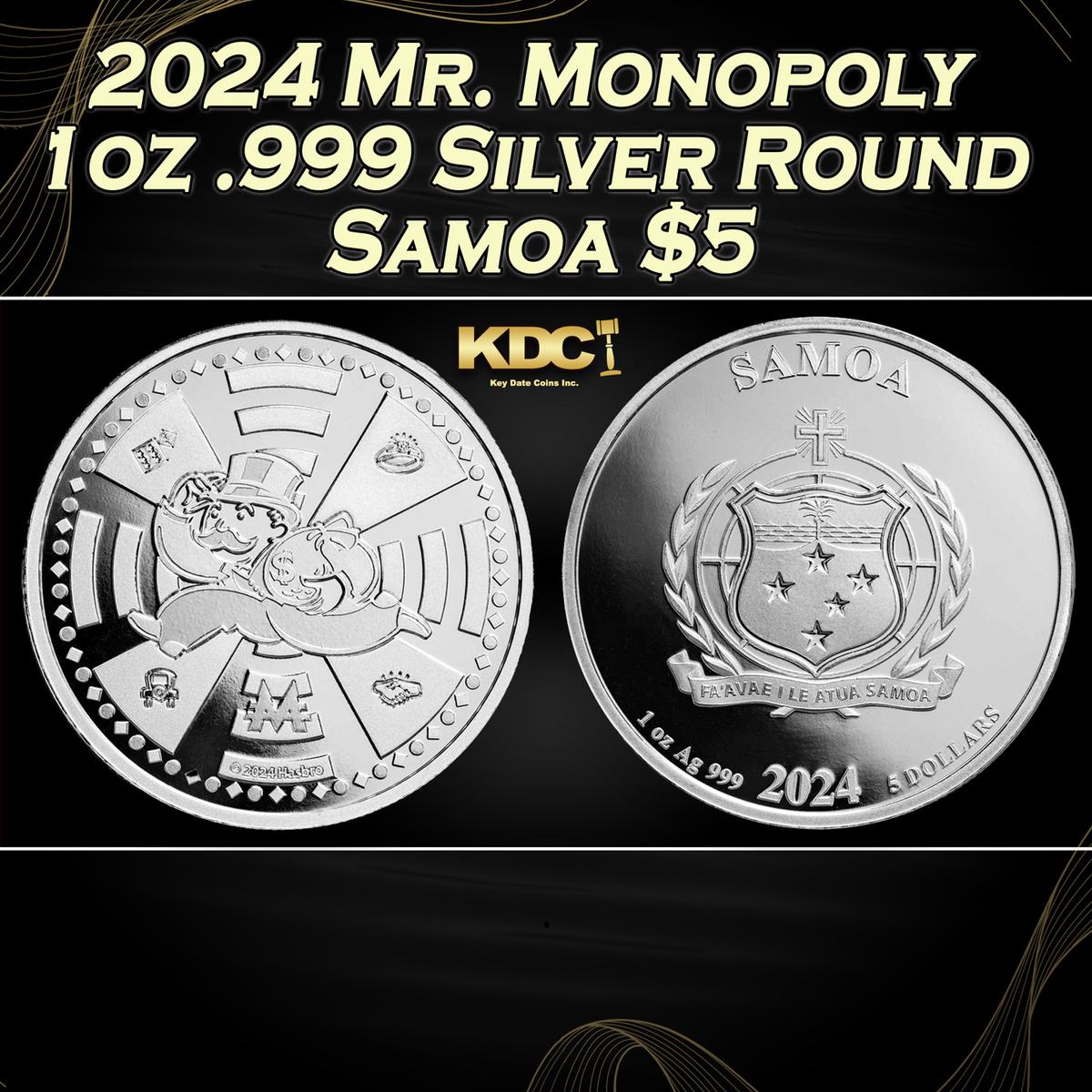 2024 Mr. Monopoly 1oz .999 Silver Round Samoa Round