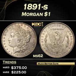1891-s Morgan Dollar $1 Grades ms62