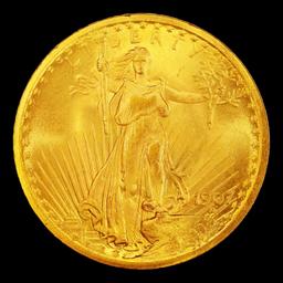1907-p Gold St. Gaudens Double Eagle Near Top Pop $20 ms67 SEGS