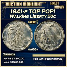 1941-p Walking Liberty Half Dollar TOP POP! 50c ms68+ SEGS