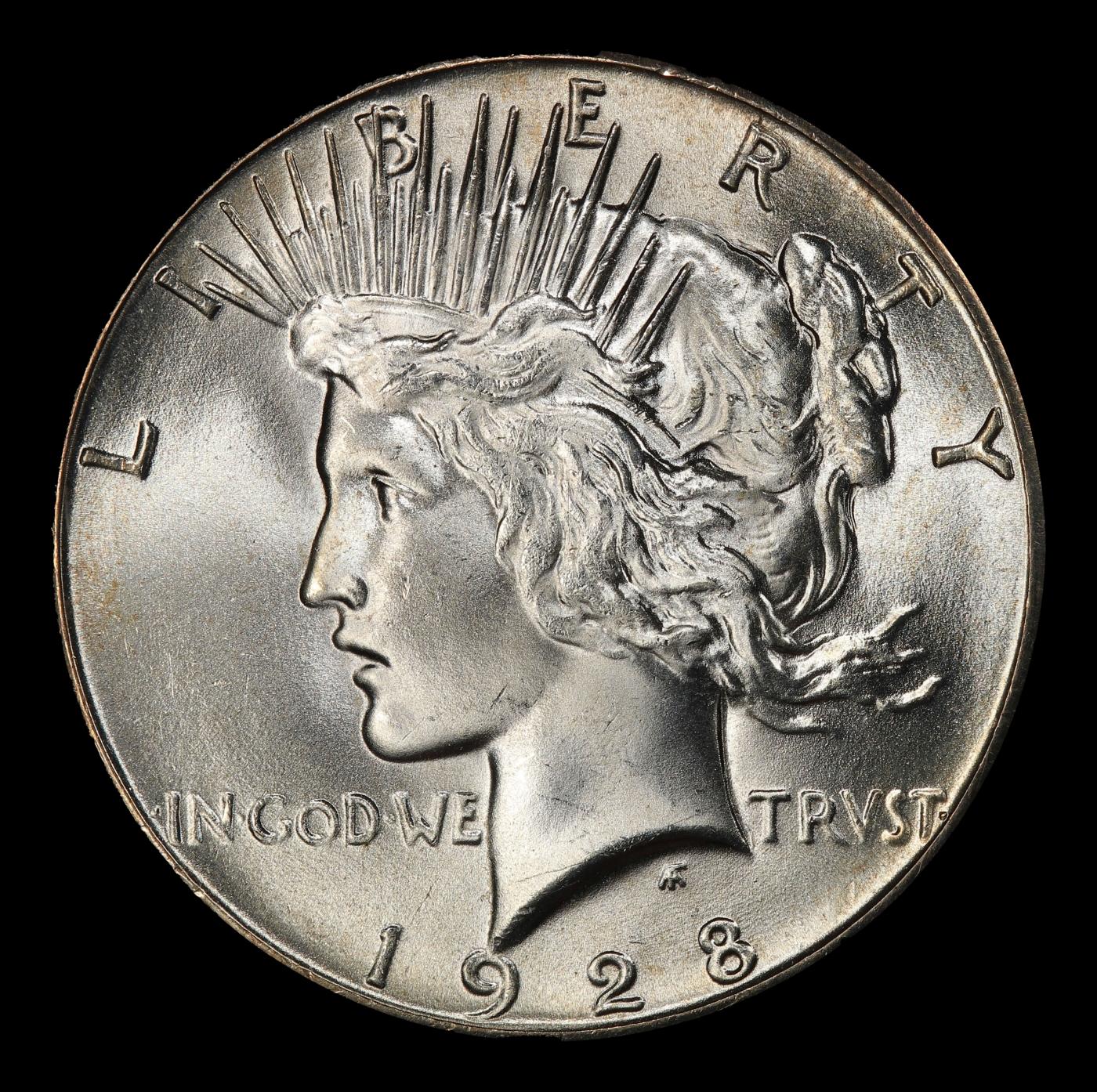 1928-p Peace Dollar Near Top Pop $1 ms66 SEGS