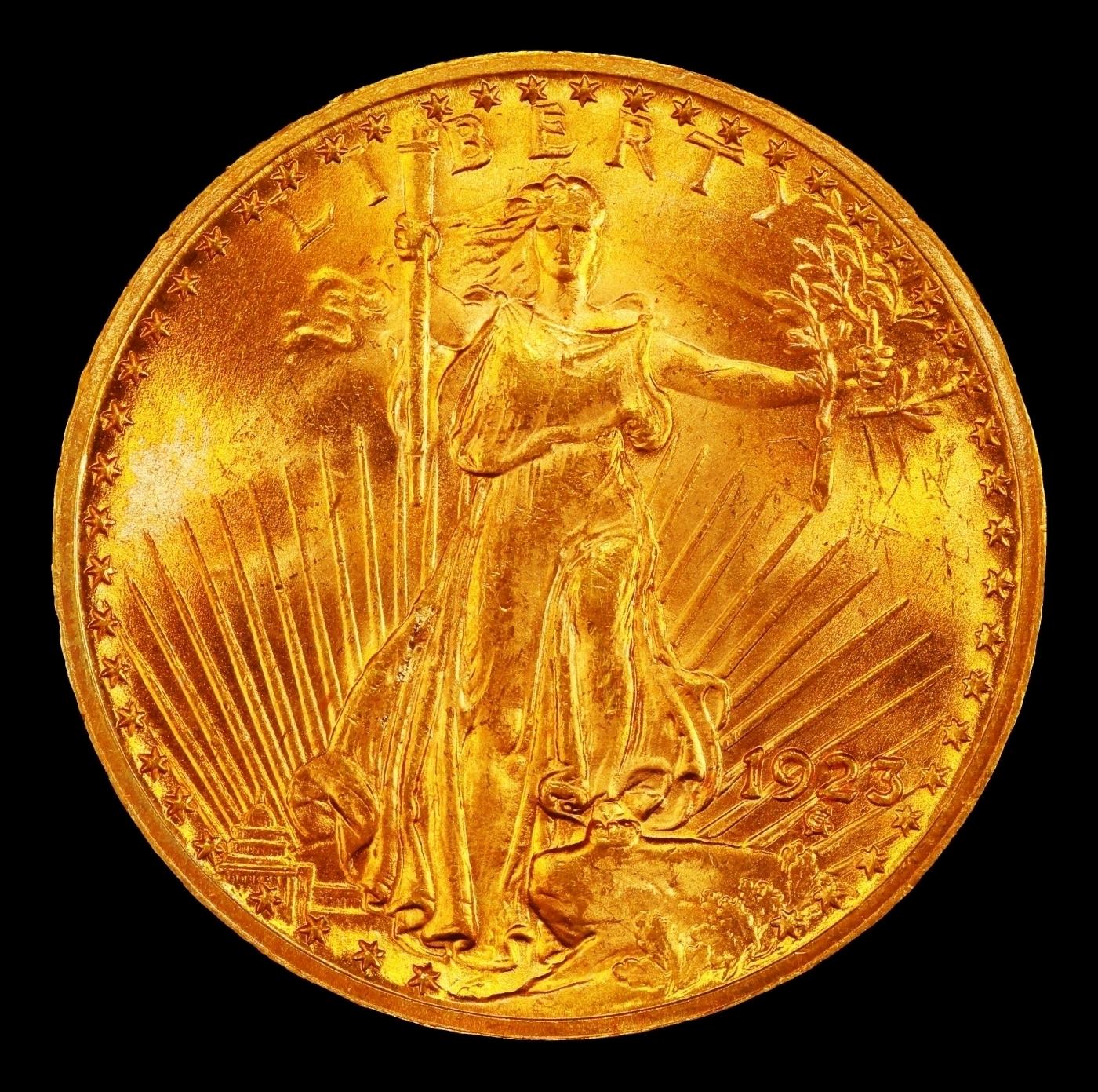 1923-p Gold St. Gaudens Double Eagle Near Top Pop! $20 ms65+ SEGS