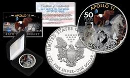 Apollo 11 50th Anniversary Colorized 1oz .999 Fine Silver Eagle $1 w/ Display Box & COA Other Toy