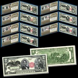 Set of 7 1880 Series Banknote Commemorative Hybrids on Modern $2 Bills Other Toy