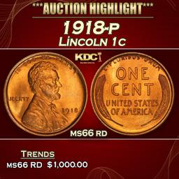 1918-p Lincoln Cent 1c ms66 rd SEGS