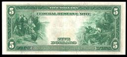 1914 $5 Large Size Red Seal FRN Rare Red Seal Grades xf FR-834