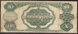 1891 $10 Red Seal Silver Certificate "Tombstone" Grades vf20 Signatures Rosecrans/Nebeker