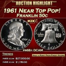 1961 Proof Franklin Half Dollar Near Top Pop! 50c pr68+ DCAM SEGS