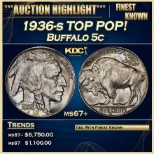 1936-s Buffalo Nickel TOP POP! 5c ms67+ SEGS