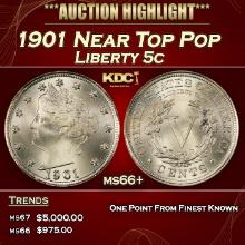 1901 Liberty Nickel Near Top Pop 5c ms66+ SEGS