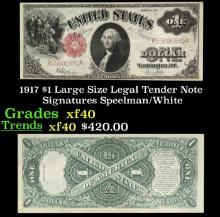 1917 $1 Large Size Legal Tender Note Grades xf Signatures Speelman/White