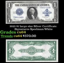 1923 $1 large size Silver Certificate Grades Choice CU Signatures Speelman/White