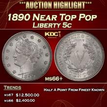 1890 Liberty Nickel Near Top Pop 5c ms66+ SEGS