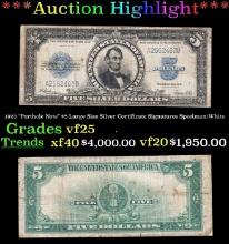 1923 $5 Large Size Silver Certificate "Porthole Note" Grades vf25 Signatures Speelman/White