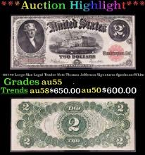 1917 $2 Large Size Legal Tender Note Thomas Jefferson Grades Choice AU Signatures Speelman/White