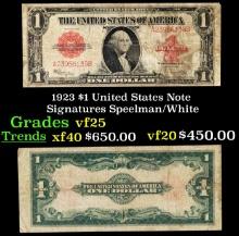 1923 $1 United States Note Grades vf+ Signatures Speelman/White