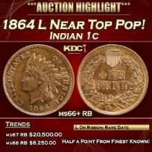 1864 L Indian Cent Near Top Pop! 1c ms66+ RB SEGS
