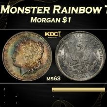 PCGS 1883-o Morgan Dollar Monster Rainbow Toned $1 ms63 PCGS