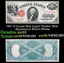 1917 $1 Large Size Legal Tender Note Grades Select AU Signatures Elliott/White