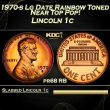 PCGS 1970-s Lg Date Proof Lincoln Cent Rainbow Toned Near Top Pop! 1c pr68 RB PCGS