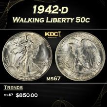1942-d Walking Liberty Half Dollar 50c ms67 SEGS
