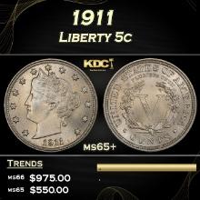 1911 Liberty Nickel 5c Grades ms65+