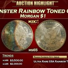 PCGS 1884-cc Morgan Dollar Monster Rainbow Toned GSA Hoard $1 ms65 PCGS