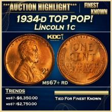 1934-d Lincoln Cent TOP POP! 1c ms67+ rd SEGS
