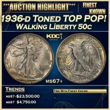 1936-d Walking Liberty Half Dollar Toned TOP POP! 50c ms67+ SEGS