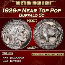 1926-p Buffalo Nickel Near Top Pop 5c ms67+ SEGS